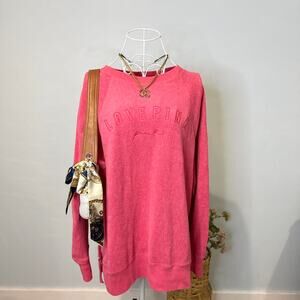 Cute Vintage y2k PINK pink/red crewneck terry cloth hoodie/sweatshirt